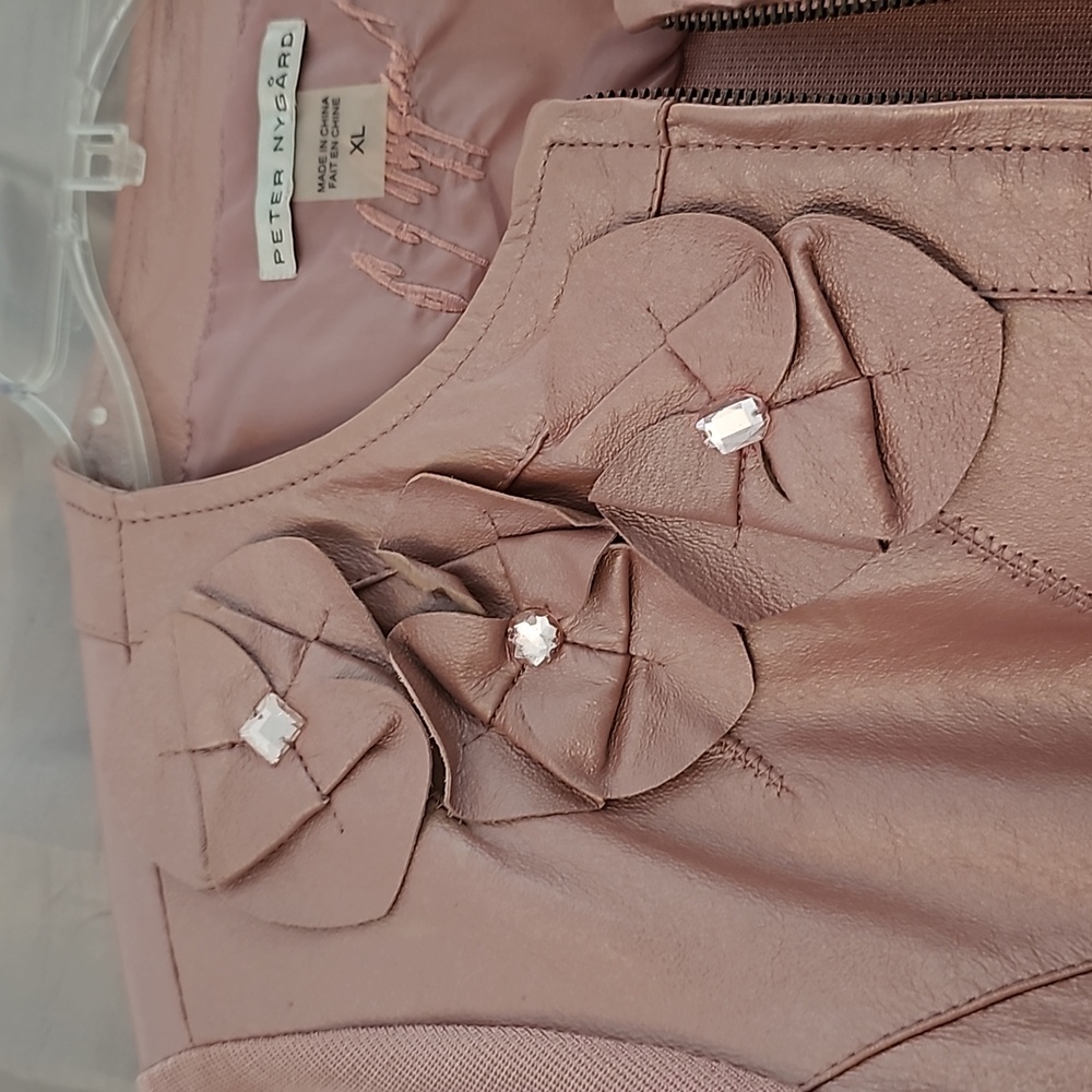 Peter Nygard Pink Leather/Knit Jacket - Picture 4 of 7